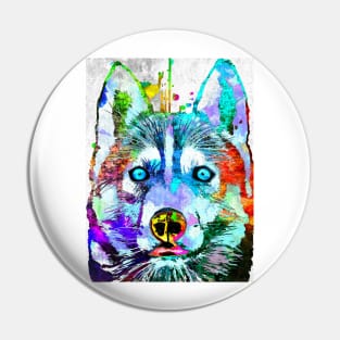 Siberian Husky Grunge Pin