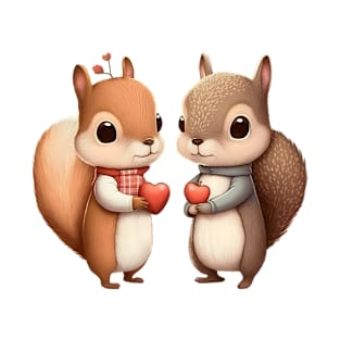 Squirrel Couple Heart Acorns T-Shirt