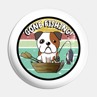 Cute english bulldog has gone fishing Pin