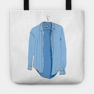 Blue shirt drawing Tote