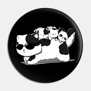 Mama cat with 3 kitten panda Pin