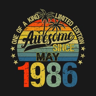 Vintage 36 Years Old May 1986 Decorations 36th Birthday T-Shirt