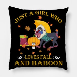 Just A Girl Who Loves Fall & Baboon Funny Thanksgiving Gift Pillow