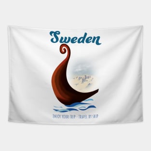 Sweden Long boat travel poster Tapestry