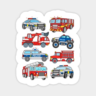 Police Cars and Firetrucks Magnet