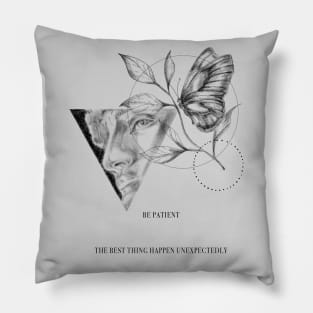 David of Michelangelo with butterfly and leaves - be patient Pillow