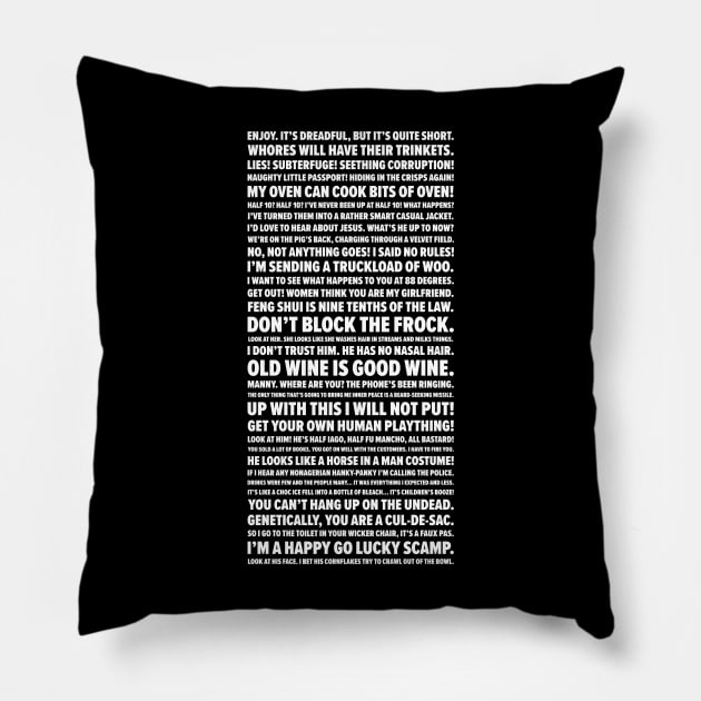 Bernard Quotes (Black Books) Pillow by barberdesigniow