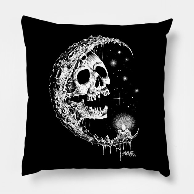 Moon Skull Pillow by sawblade666