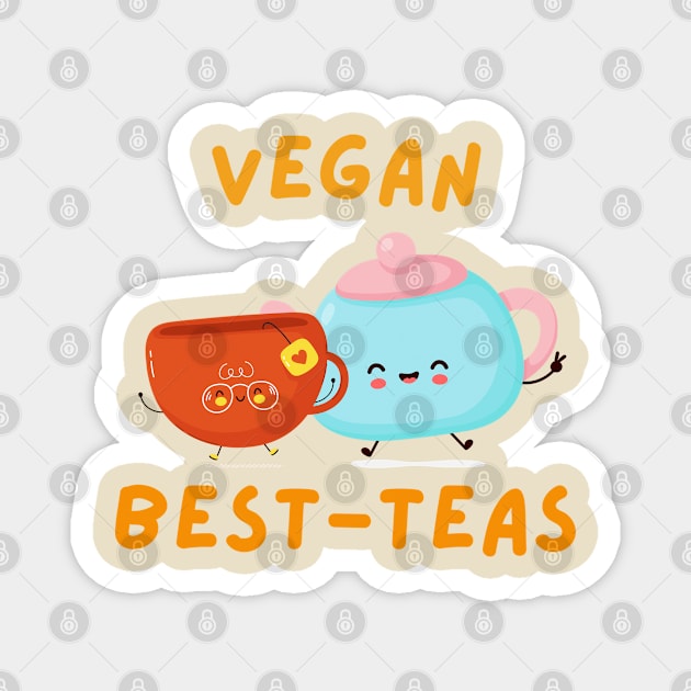 Bestie Tea Cute Vegan Pun Magnet by veganspace