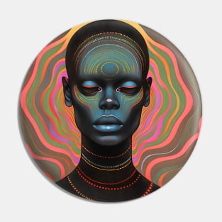 Psychedelic Portrait Illustration Pin