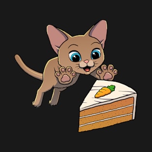 Devon Rex Cat excited to eat Carrot Cake T-Shirt