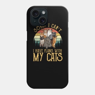 Sorry I Can't I Have Plans With My Cats Retro Style Phone Case