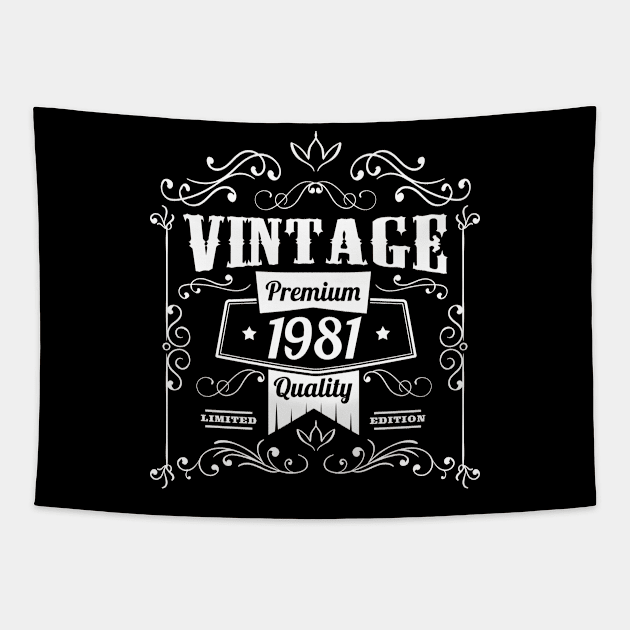 Vintage 1981 Premium Quality 40th Birthday Born in 1981 Tapestry by HBfunshirts