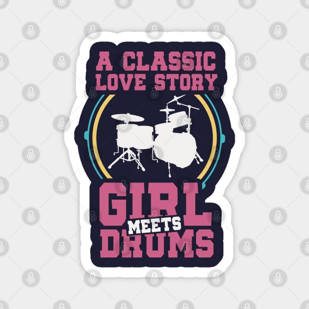 Drummer Girl Love Story Magnet by Issho Ni