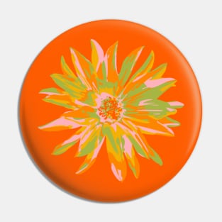 DAHLIA BURSTS Abstract Blooming Floral Summer Bright Flowers - Orange Yellow Blush Lime Green on Orange - UnBlink Studio by Jackie Tahara Pin