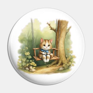 Cat sitting on a swing Pin