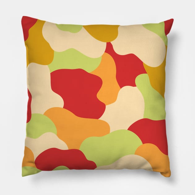 Colourful Blob Abstract Pattern in Red Cream Orange and Lime Sticker Pillow by moonrsli