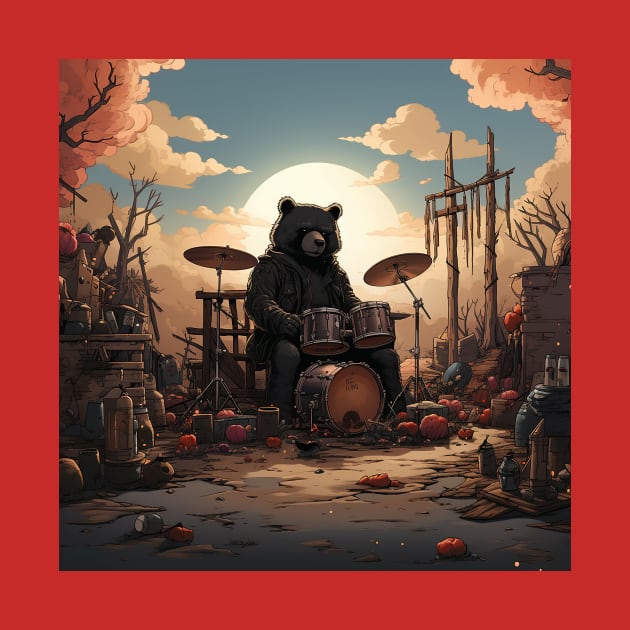 Cartoon Bear playing drums by llspear