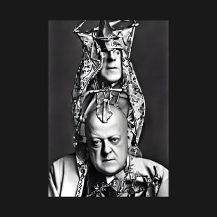 Black and White Cyberpunk Aleister Crowley The Great Beast of Thelema painted in a Surrealist and Impressionist style T-Shirt