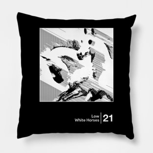 Low - White Horses / Minimalist Graphic Artwork Design Pillow