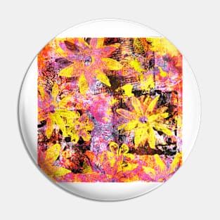 Flower in Black Square 13- Digitally Altered Print Pin