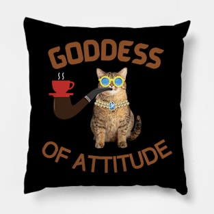 Goddess of Attitude (in black) | Coffee Cat | Smoking Cat | Funny Cat Pillow