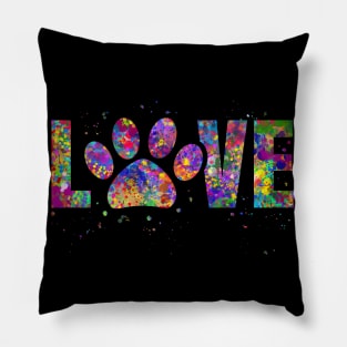 Dog love paw watercolor Pillow