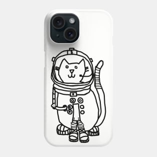 Space Captain Yellow Cat Astronaut Outline Phone Case