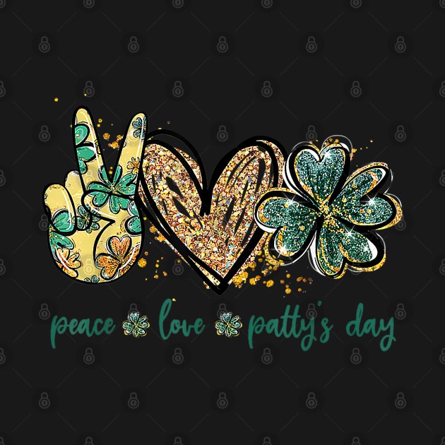 Cute St Patricks Day Gift for Teen Girls Peace Love Shamrock by ruffianlouse