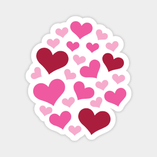 Hearts | Love | Pink | Oval | White Magnet
