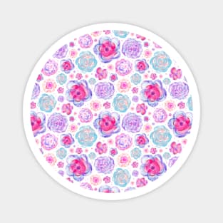 Pink and Purple Flowers Pattern Magnet