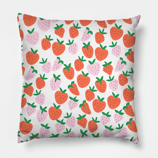 Cute Strawberries Pattern Pillow by kapotka