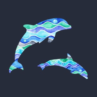 Ocean Dolphin Pattern T-Shirt