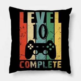 Vintage 10th Wedding Anniversary Level 10 Complete Video Gamer Birthday Gift Ideas Pillow