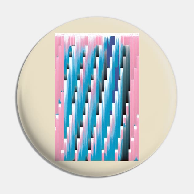 Poolside Sunset Glitch Contemporary Artwork Pin by DankFutura