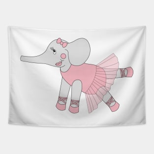 Grey Ballerina Elephant In Pink Tutu Digital Art | Melanie Jensen Illustrations Tapestry