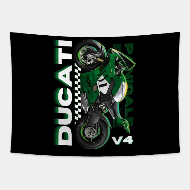 Green Ducati Panigale Tapestry by RyuSanz