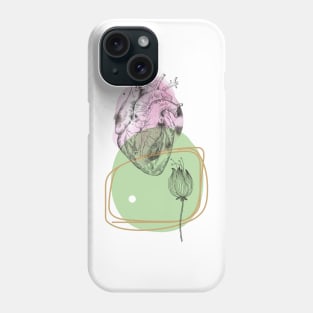 Anatomical heart, engraving drawing. Phone Case