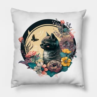 Cat x Flowers Pillow