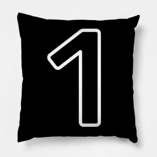 Simple White Number One Symbol - Outline Pillow