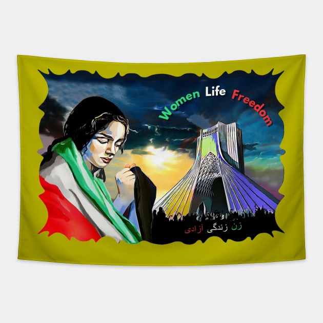 IRAN / Women Life Freedom  « زن زندگی آزادی » Tapestry by doniainart