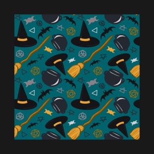 Witchy Vibes Pattern - Magical Teal T-Shirt