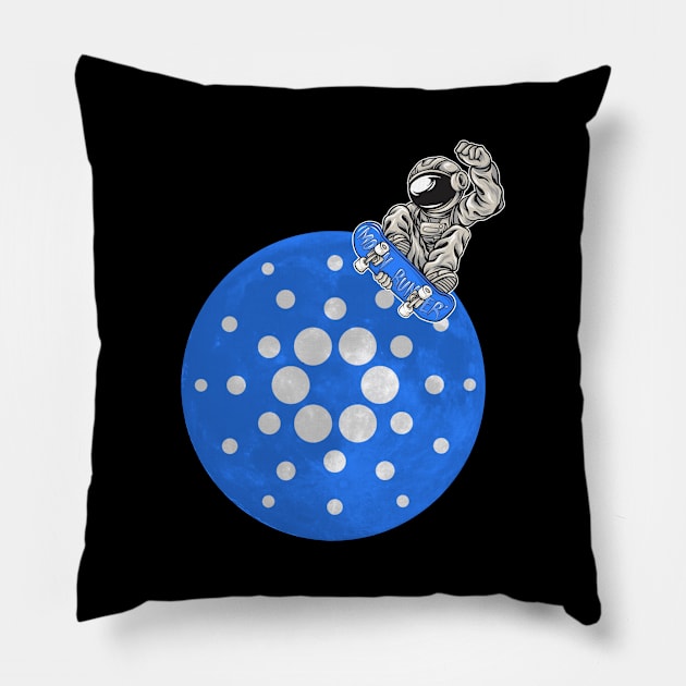 Cardano to the Moon ADA Crypto Astronaut Cardano Pillow by PH-Design