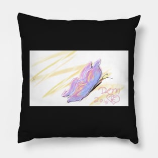 chalkboard lavender butterfly with yellow squiggly line Pillow