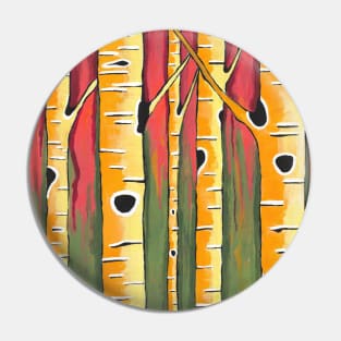 ORANGE Birch Trees Painting Pin