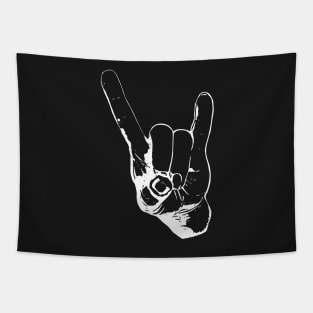 Rock On in White Ink Tapestry