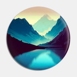 VaporwaveNature lake in mountains landscape Pin