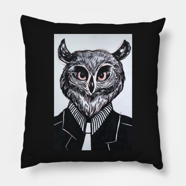 Owl man Pillow by supernovart61