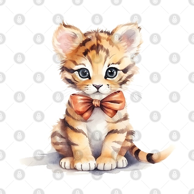 Bengal Tiger Wearing Bow by Chromatic Fusion Studio