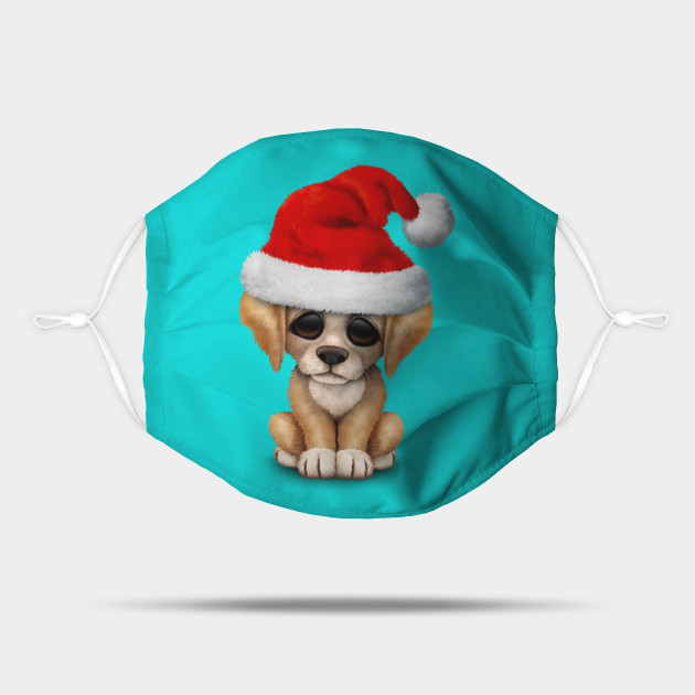 Golden Retriever Puppy Dog Wearing A Santa Hat Christmas Mask Teepublic